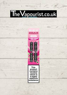 SKE Crystal 4 in 1 Pods Ultimate Edition 4 Pack flavours displayed in retail packaging with four pod options for Crystal 4 in 1 vape device.