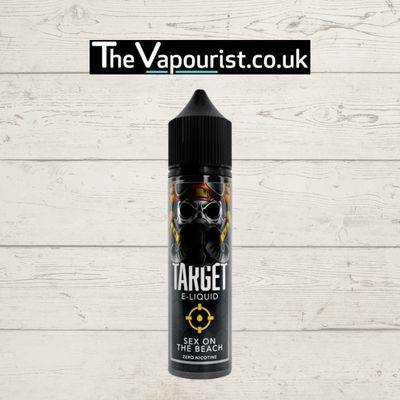 Target Sex On The Beach 50ml vape juice bottle featuring tropical fusion of sweet peach, zesty orange, and tart cranberry flavors.