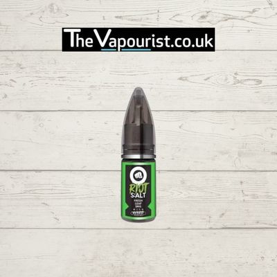 Riot Bar EDTN - Fresh Mint Vape e-liquid bottle with green label, ideal for MTL vaping, available in 5mg, 10mg, or 20mg nicotine strengths.