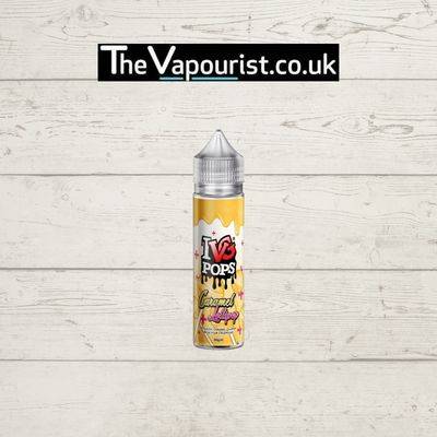 IVG Caramel Lollipop 50ml vape juice bottle with yellow candy-themed label, offering a smooth, indulgent caramel and lollipop flavour blend.