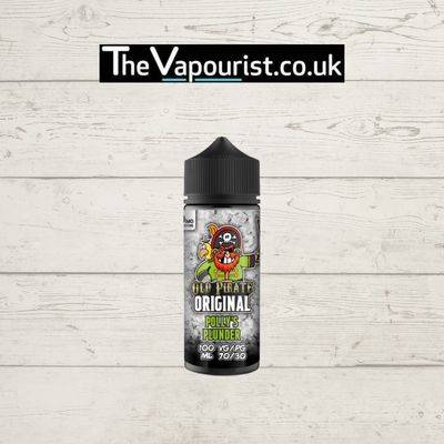 Old Pirate Original Polly's Plunder 100ml vape juice with bold tropical fruits flavor, featured in a 70/30 VG/PG blend for rich vapor production.