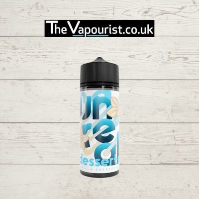 Unreal Desserts Vanilla Cheesecake E-liquid 100ml bottle with 70/30 VG/PG blend, ideal for DTL vaping and dessert flavor enthusiasts.