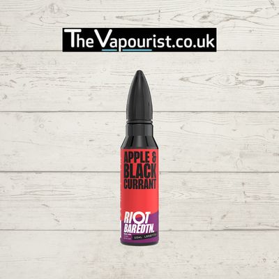 Riot Squad Longfill - Apple Blackcurrant Vape 60ml bottle with bullet-shaped cap, ideal for DTL vaping with customizable nicotine strength.