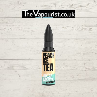 Riot Squad Peach Ice Tea Vape Juice 60ml bottle with bullet-style cap, ideal for DTL vaping and custom mix e-liquids.