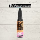 Riot Squad Tropical Punch vape juice 60ml long fill bottle with bullet-style cap, featuring a vibrant mixed fruit blend label design.