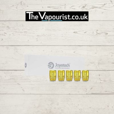 Joyetech EX Coils 5 Pack displayed in front of branded packaging, designed for smooth airflow and consistent vapour production in vaporizers.