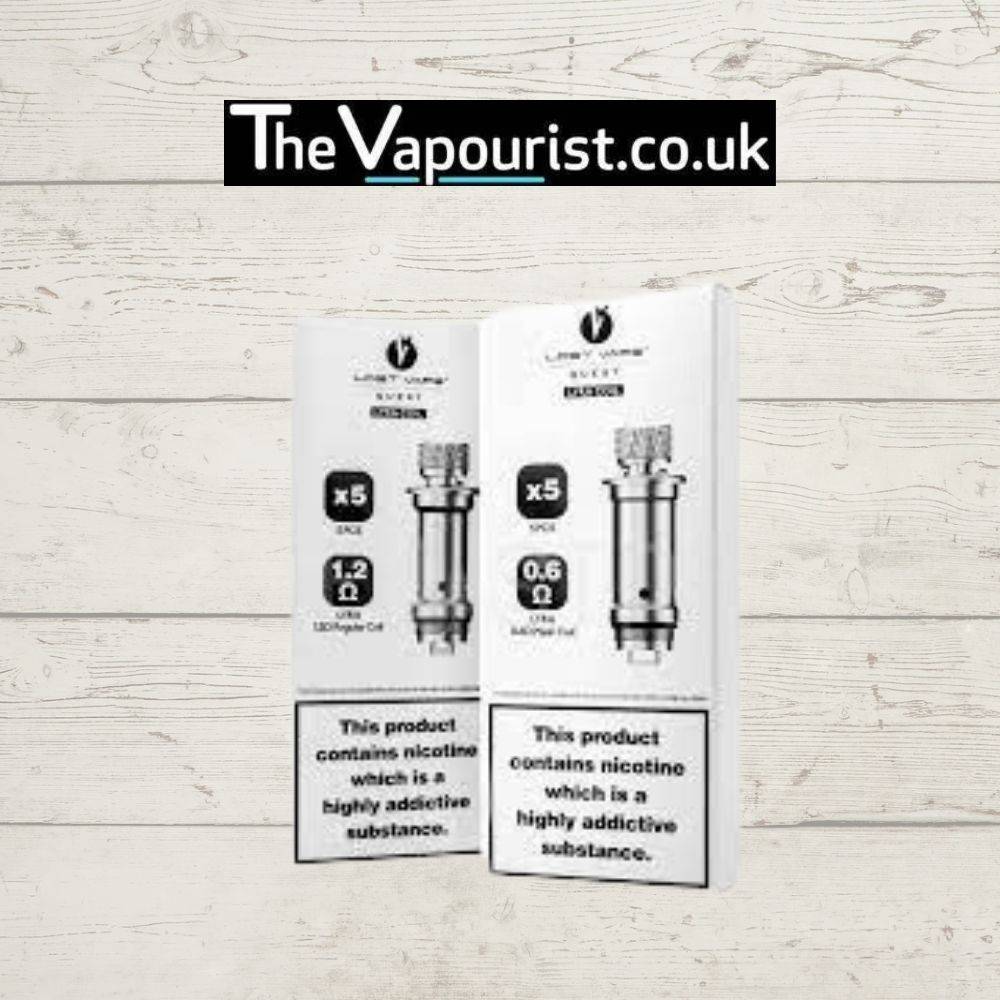 Lost Vape Lyra Coils 5 Pack displayed in retail packaging with 1.2Ω MTL and 0.6Ω DTL options for smooth vapour and rich flavour delivery.
