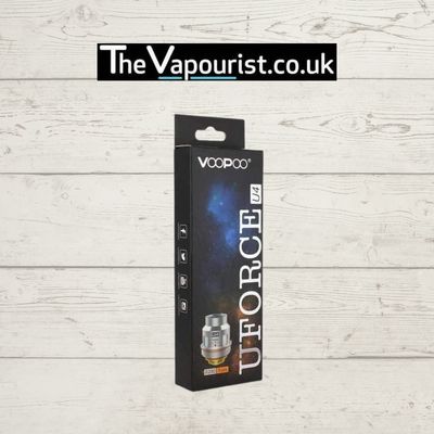 Voopoo Uforce Coils 5 Pack for Uforce Tank, displayed in branded retail packaging. Ideal for high wattage vaping with rich flavour output.