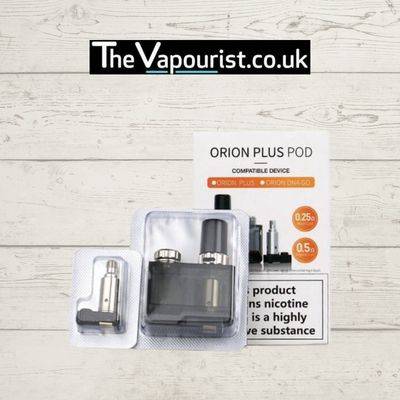 Lost Vape Orion Q-Pro Pod with 2 Coils - versatile vaping options, shown in retail packaging with 0.25Ω and 0.5Ω coil compatibility.