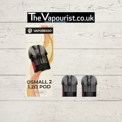 Vaporesso Osmall Pods 1.2Ω 2-pack shown with branded packaging, designed for Vaporesso Osmall Pod Kit. Ideal for smooth MTL vaping experience.