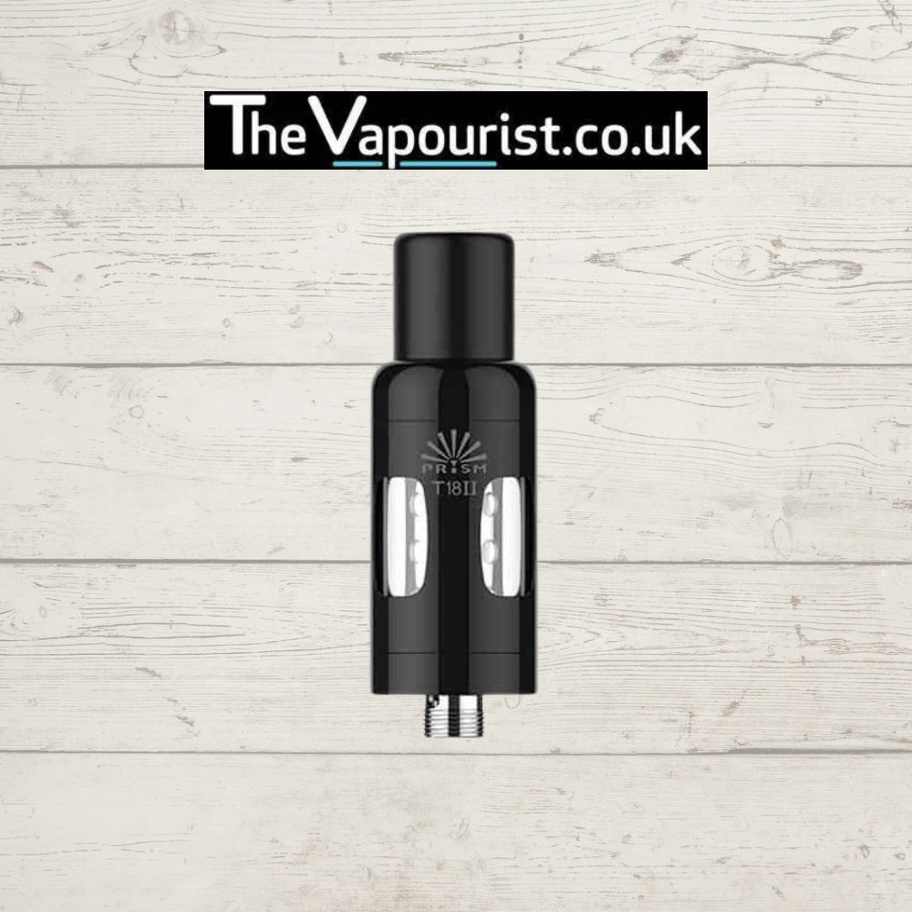 Black Innokin Prism T18E II Tank designed for T18E coil compatibility, offering a smooth MTL vape experience for new users.