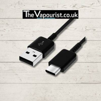 USB C Charge Lead Cable - fast and reliable charging for vaporizers and electronic cigarettes. Durable black cable with USB-A to USB-C connectors.