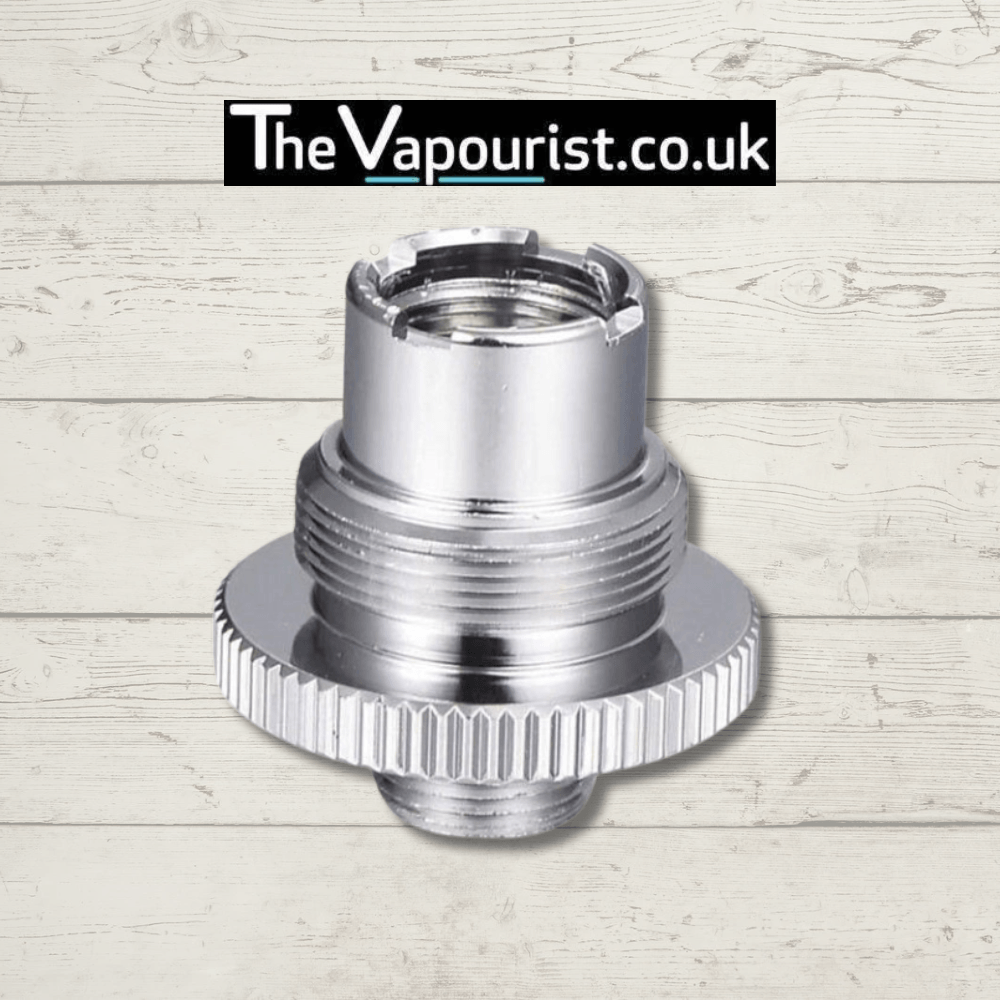 510 eGo Adapter for Aspire K1 and Aspire CE5S batteries, compatible with 510 threaded vape kits. Chrome finish with knurled grip design.