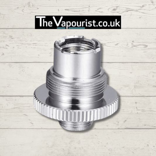 510 eGo Adapter for Aspire K1 and Aspire CE5S batteries, compatible with 510 threaded vape kits. Chrome finish with knurled grip design.