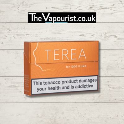 IQOS TEREA Amber tobacco sticks box for IQOS Iluma with Marlboro Red flavor. Smokeless vaporizer product, 20 sticks per pack.