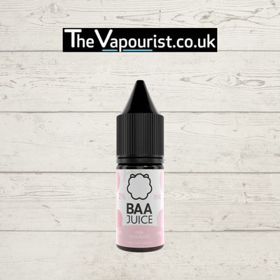 Baa Juice Salts Pink Lemonade vape juice 10ml bottle with black cap, ideal for MTL vaping. Features zesty lemon and sweet berry flavor blend.