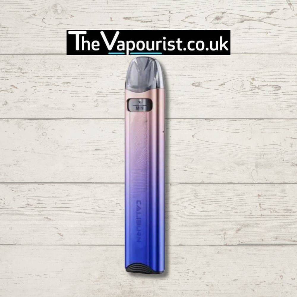 Uwell Caliburn A3S Pod Kit in gradient pink to blue finish, a stylish and easy-to-use vaporizer for smooth mouth-to-lung vaping.