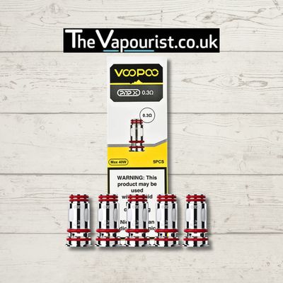 Voopoo PnP X Coils - Coil Pack displayed with 5 coils and branded packaging. Ideal for enhanced flavour and vapour in vaping devices.