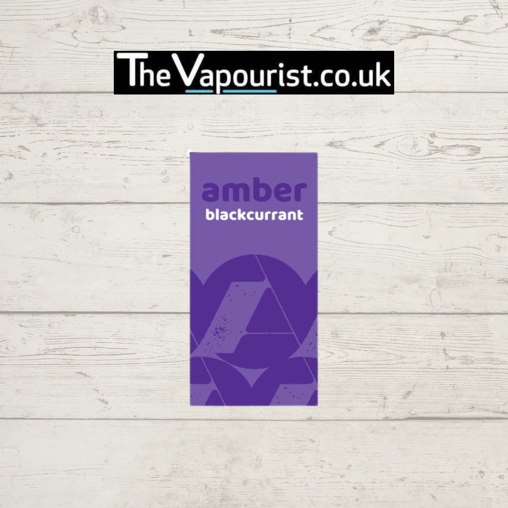 Mirage Amber Blackcurrant 10ml e-liquid packaging in purple design, offering a burst of sweet and tart blackcurrant flavour for vaporizers.