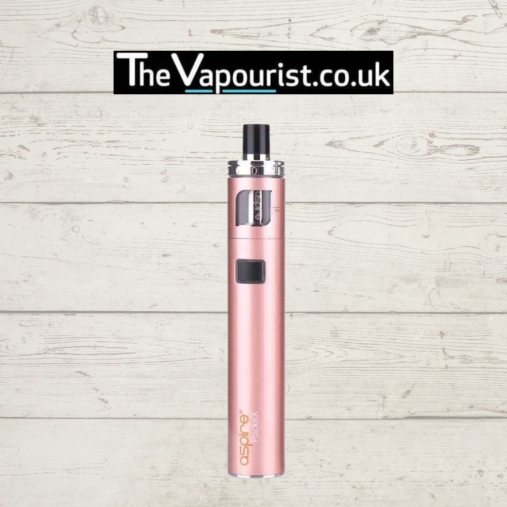 Aspire PockeX Kit in pink, beginner-friendly AIO vape device with Nautilus X & PockeX coil compatibility. Available at The Vapourist.