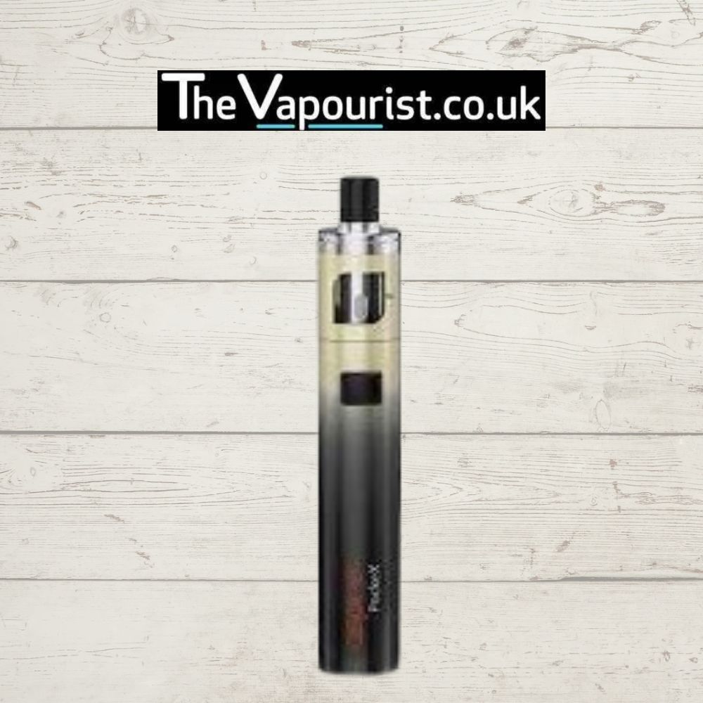 Aspire PockeX Kit in gold to black gradient, compact AIO vaporizer with Nautilus X & PockeX coil compatibility. Ideal for new users.