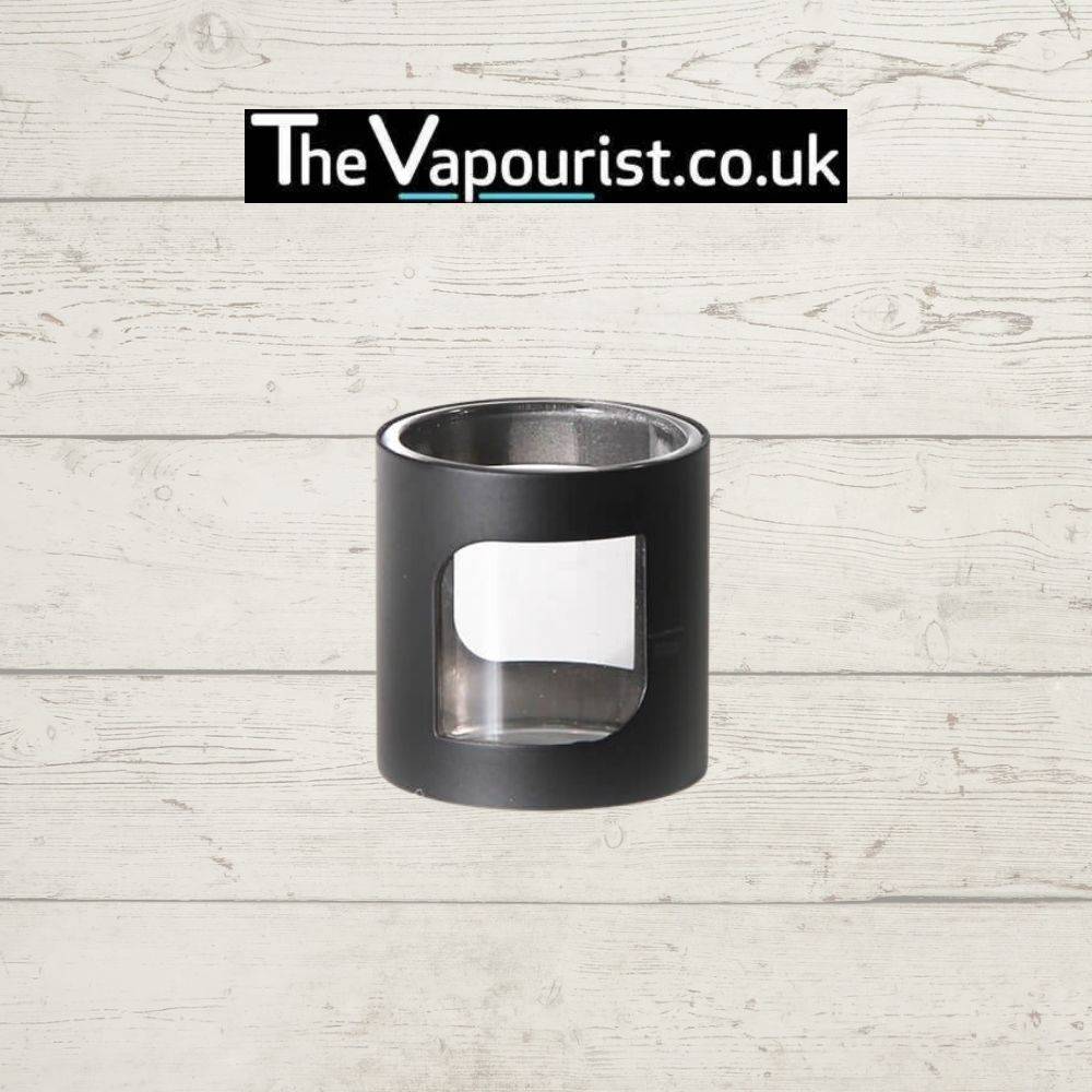 Black Aspire PockeX Pyrex Glass replacement tube with viewing window. Premium accessory for PockeX vaporizer customization.