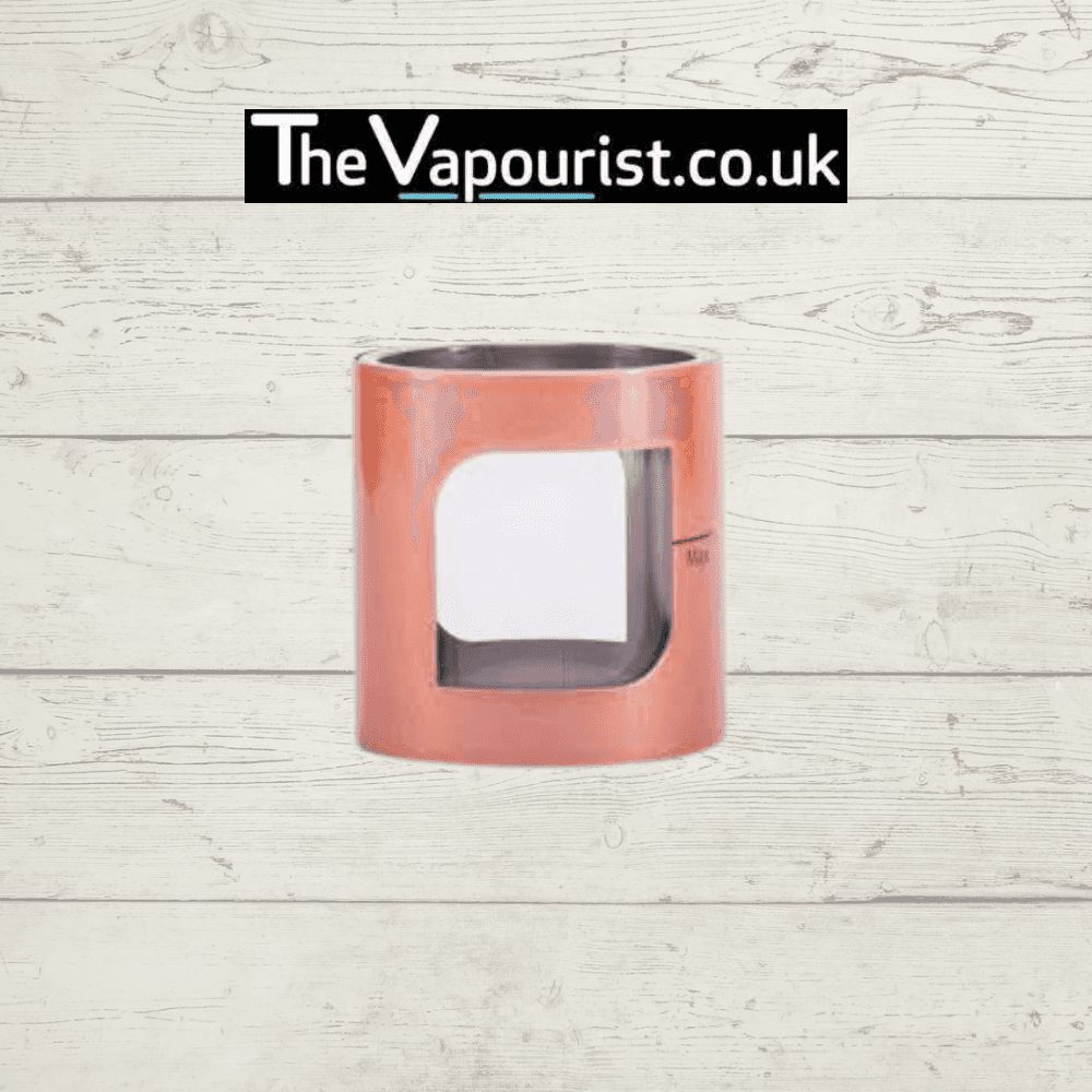 Rose gold Aspire PockeX Pyrex Glass replacement tube with metal cover. Elegant and durable accessory for PockeX vaporizer users.
