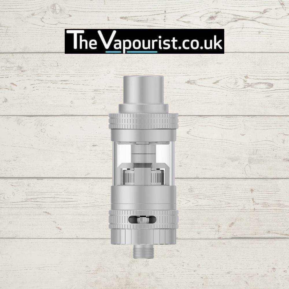Silver Uwell Crown Tank sub-ohm vaporizer featuring durable stainless steel build and clear glass chamber for enhanced flavour and vapour output.