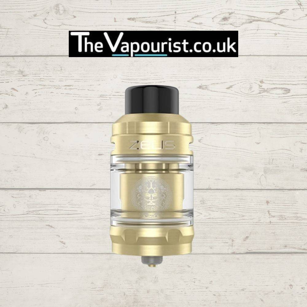 Gold GEEKVAPE Z Zeus Tank with premium finish, offering superior flavour and leak proof technology for sub-ohm vapers.