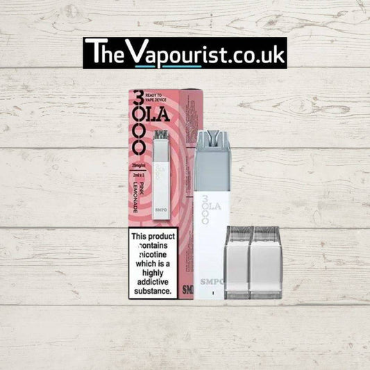 SMPO OLA 3000 Pod Kit in pink with XROS pod compatibility, USB-C charging, and 3 prefilled pods, ideal for sleek and flexible vaping.