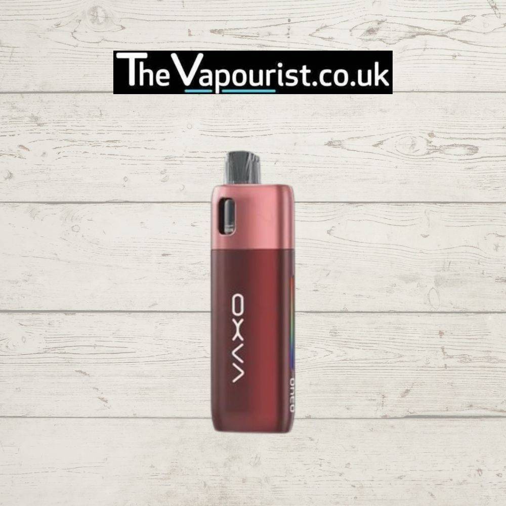 OXVA Oneo Pod Kit in red gradient color, a sleek and portable pod system for convenient vaping, featured by TheVapourist.co.uk.