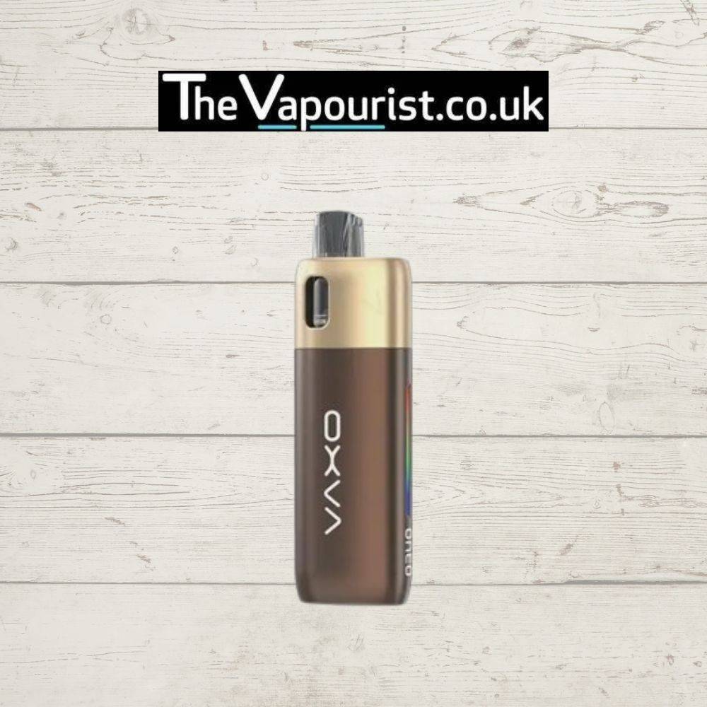 OXVA Oneo Pod Kit in gold and brown finish, offering high performance and stylish design for vapers, sold at TheVapourist.co.uk.