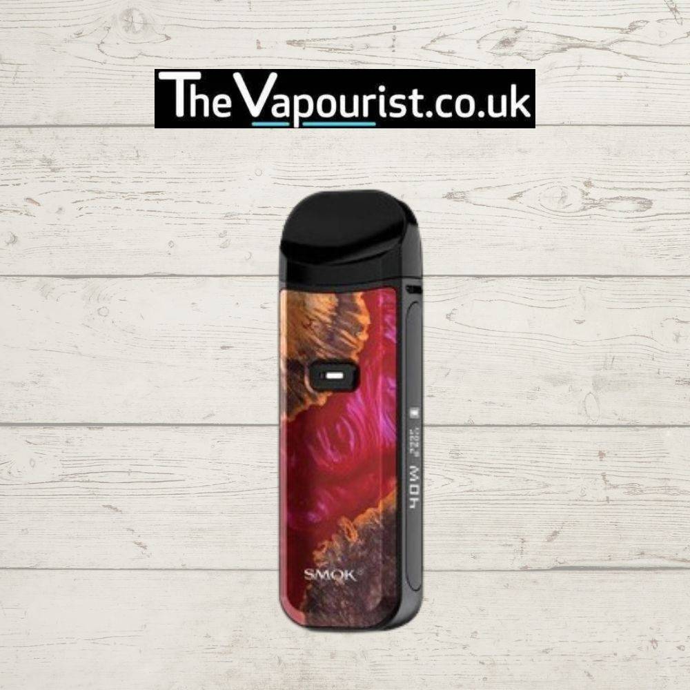 SMOK Nord 2 Kit - Versatile & Powerful Pod Systems in red and brown resin finish, compact pod system with OLED display and 1500mAh battery.