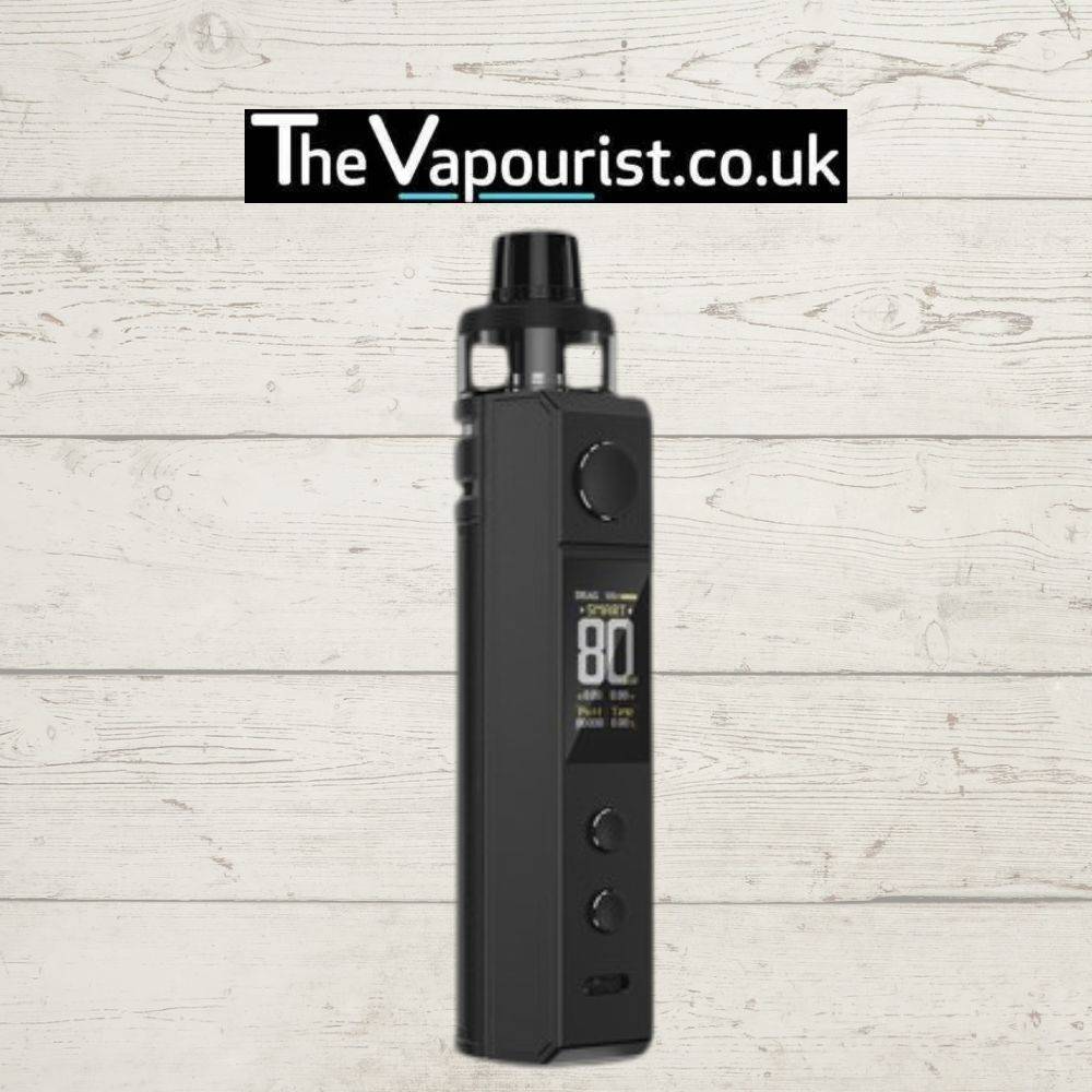 Voopoo Drag H80s Kit - sleek and portable vape device in matte black with digital display, ideal for high-performance vaping.