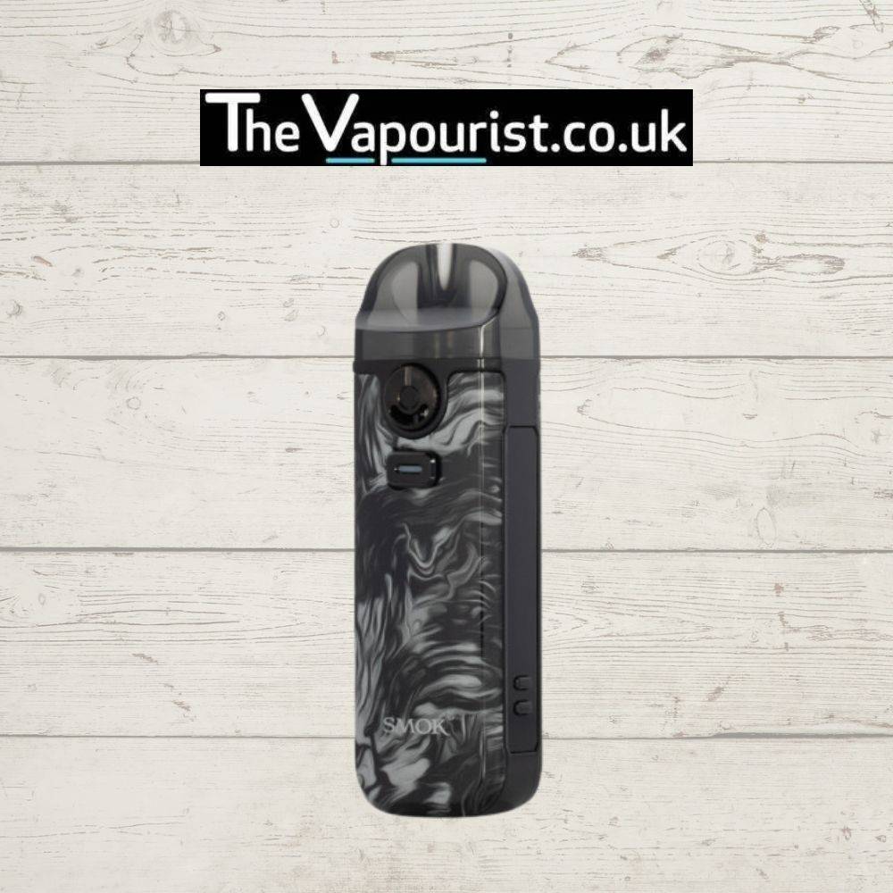 SMOK Nord 4 Kit in black and white marble design with 2000mAh battery. High-performance pod system from TheVapourist.co.uk.