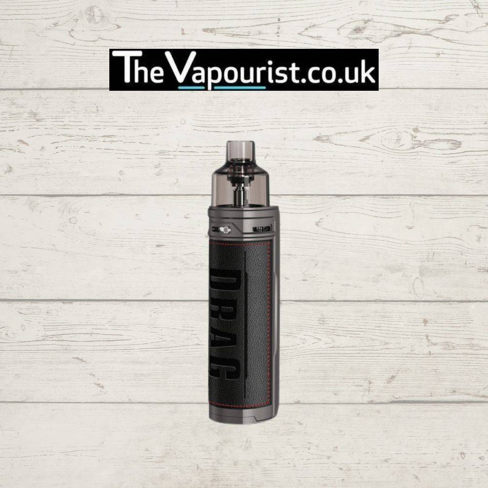 Voopoo Drag X Pod Mod Kit in black leather finish – stylish and powerful vape device with textured grip and modern design.