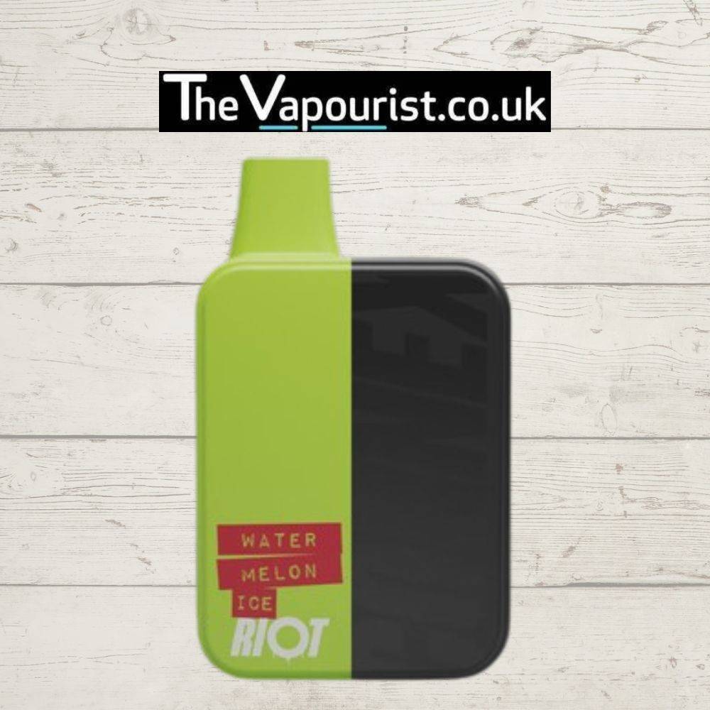 Riot Connex Prefilled Pod Kit Watermelon Ice in green and black design, offering 900mAh battery and 2x 2ml pods for flavourful vaping convenience.