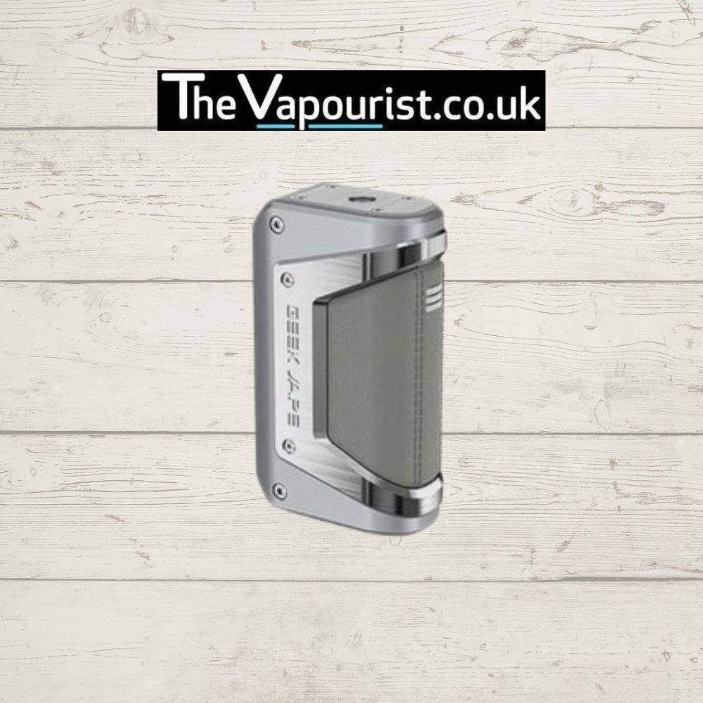 Rear view of GEEKVAPE Aegis Legend 3 Battery Mod in silver and grey, highlighting its robust build and stylish finish for vapers.