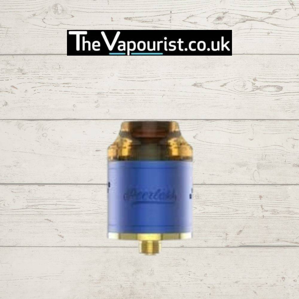 GEEKVAPE Peerless RDA in blue finish, a high-performance rebuildable dripping atomiser for flavour-rich vaping, sold by The Vapourist.co.uk.