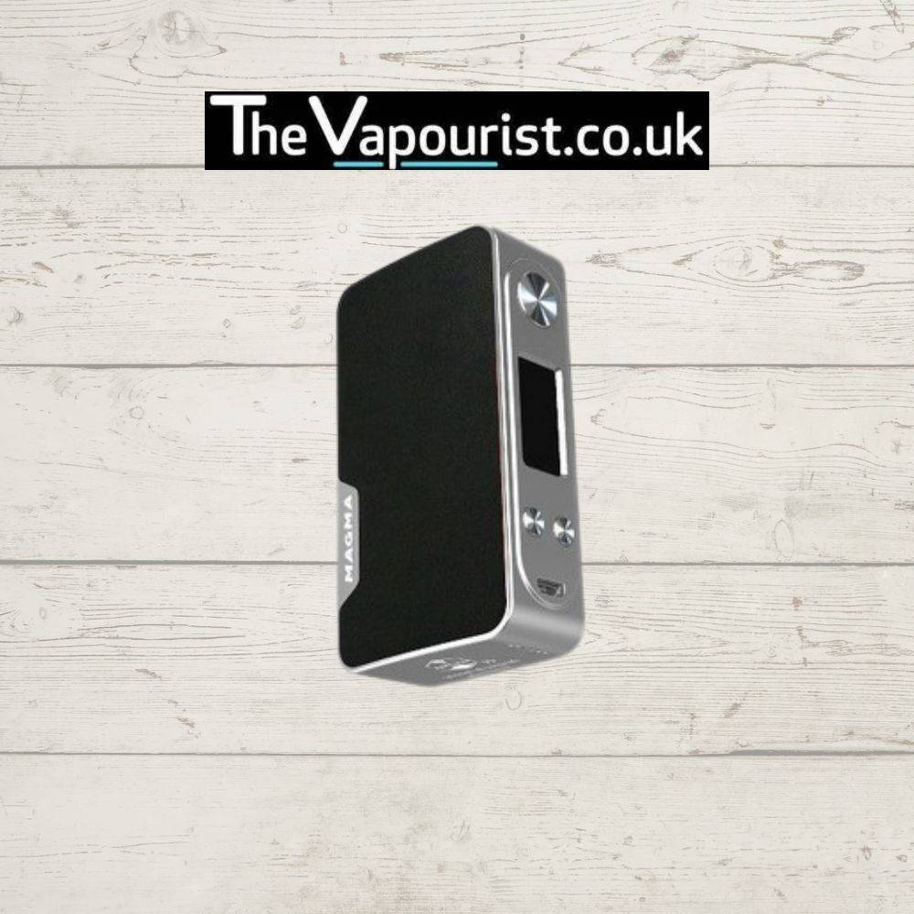 Famovape Magma Mod - Dual 18650 Battery Box with black textured panel. 200W output and minimalist modern design.
