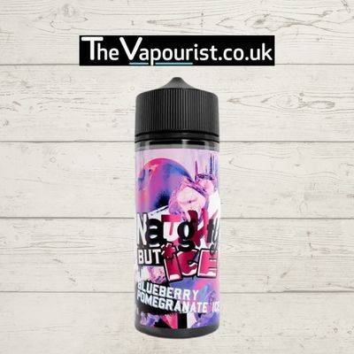 Naughty But Ice Blueberry Pomegranate 100ml vape juice bottle with bold, fruity graphics and icy menthol branding, sold by The Vapourist.