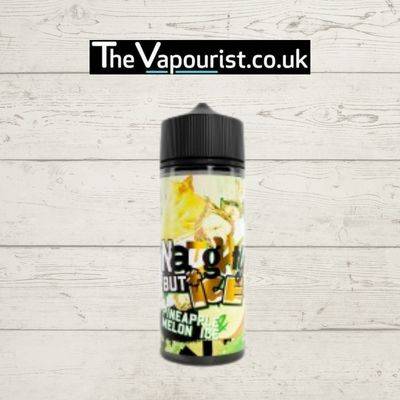 Naughty But Ice Pineapple Melon 100ml vape juice bottle with tropical fruit design, offered by TheVapourist.co.uk for vibrant vaping flavor.