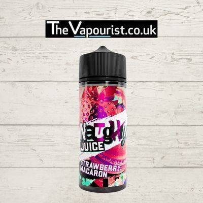 Naughty Juice Strawberry Macaron 100ml vape liquid - delicate dessert vape with sweet strawberry and macaron flavors, ideal for dessert e-liquid lovers.