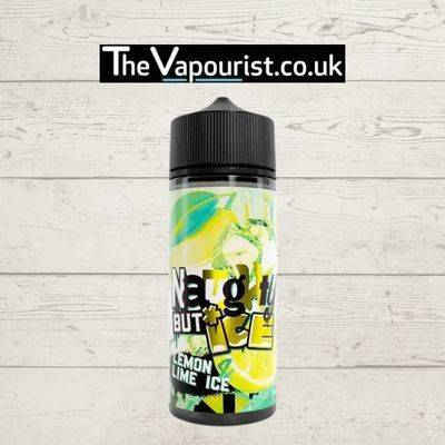 Naughty But Ice Lemon Lime Ice 100ml vape liquid vape juice bottle with citrus fruit graphics and icy menthol theme, ideal for refreshing citrus vape lovers.