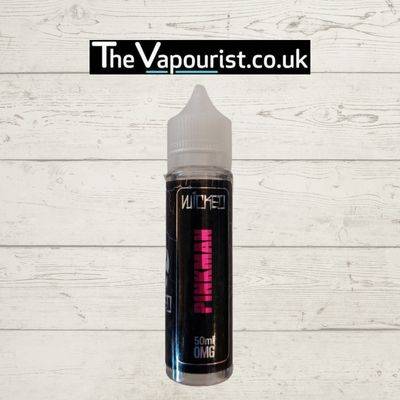 Wicked Pinkman 50ml vape juice featuring sweet, juicy cherries and spicy aniseed flavor, displayed in a black bottle with bold pink text.
