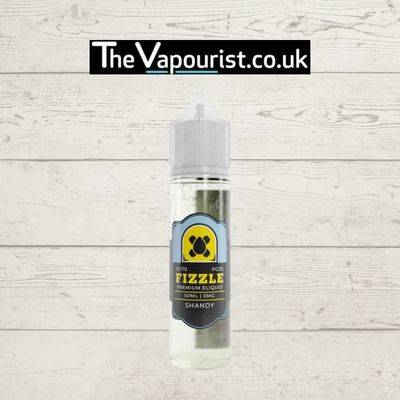 Fizzle Shandy 50ml e-liquid bottle featuring a classic shandy flavor blend of lemonade and beer, available at TheVapourist.co.uk.