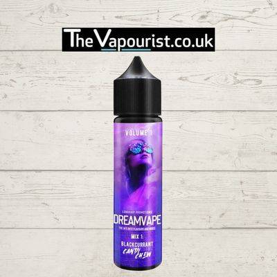Dreamvape Mix 1 Blackcurrant Candy Chew 50ml fruity vape e-liquid with bold purple packaging, ideal for sweet blackcurrant flavor lovers.