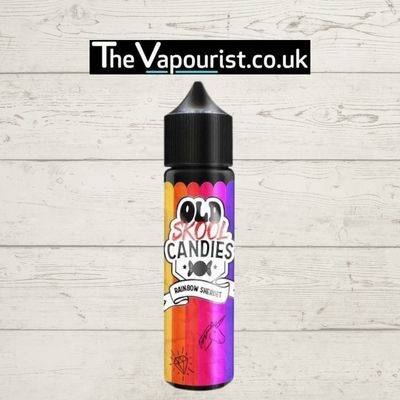 Old Skool Candies Rainbow Sherbet 50ml vape juice with fruity, tangy sherbet flavor in a colorful bottle, sold by TheVapourist.co.uk.