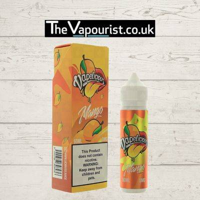 Vapelicious Mango 50ml vape juice with tropical mango flavor, shown with vibrant packaging and bottle. Sweet, smooth, and refreshingly exotic.