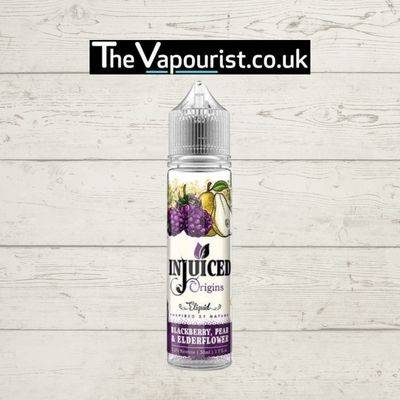 InJuiced Raspberry Lime & Rhubarb 50ml vape juice bottle with fruity label design featuring sweet juicy raspberries, lime, and rhubarb blend.